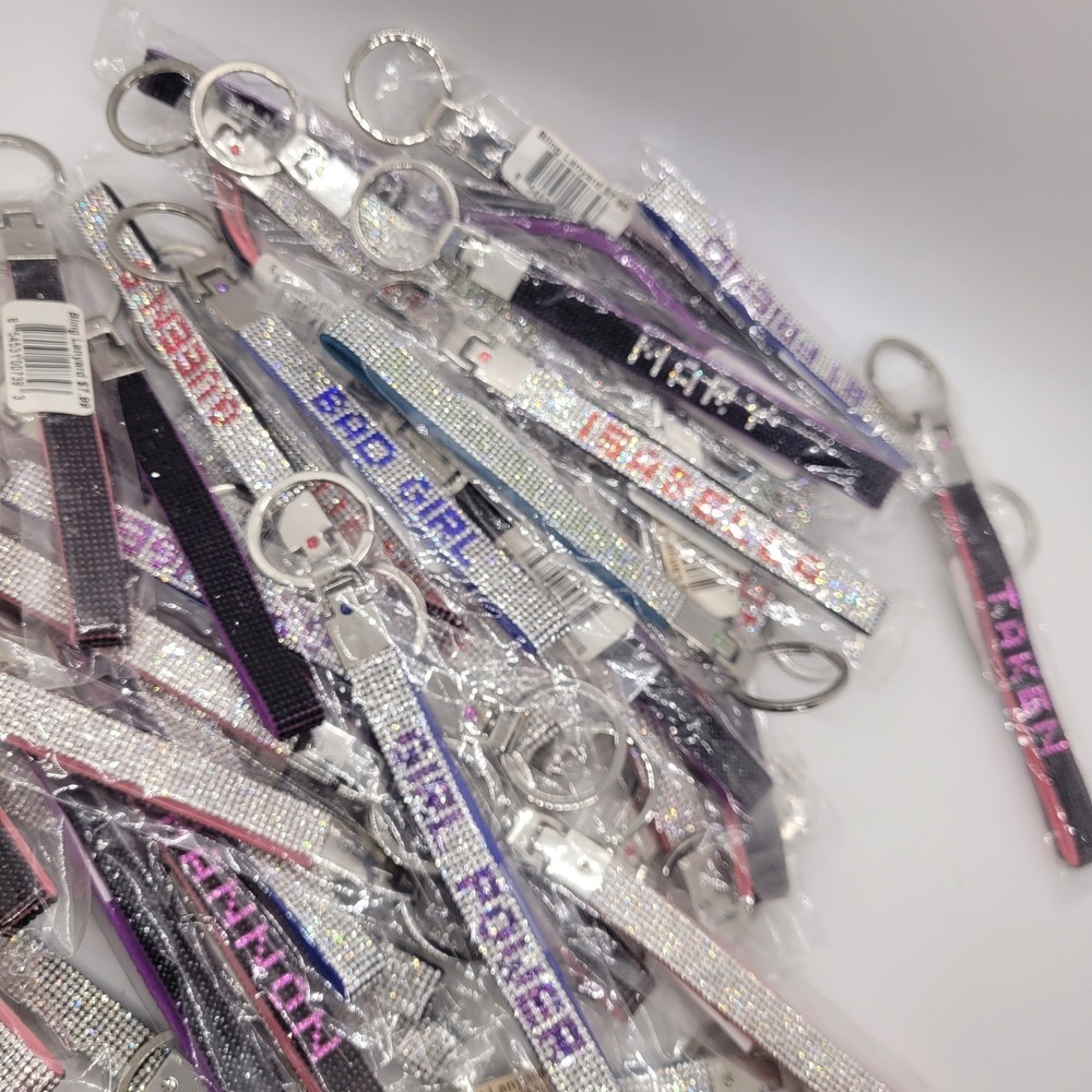 Bling Rhinestone Name Keychain Wristlet Bag Charm New Resellers Lot - Picture 9 of 16